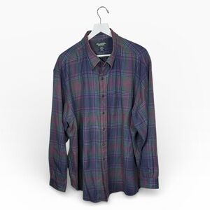 Brooks Brothers Saxxon Wool purple plaid button-down Shirt M-370 Sz XXL Tall